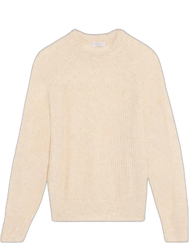 Paillette Mohair-blend English Rib Crewneck Sweater
