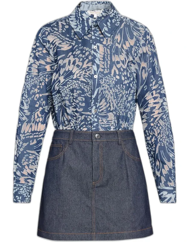 Butterfly Burnout & Denim Mini Dress