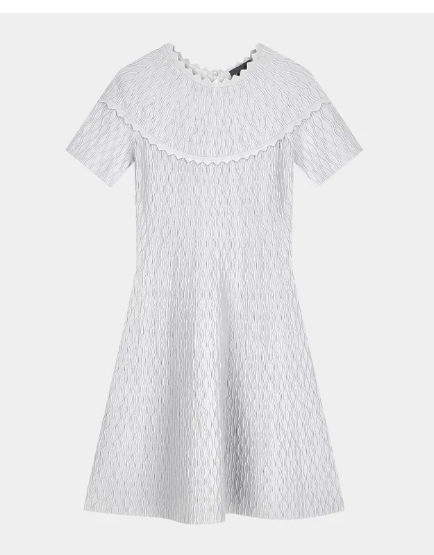 Scalloped Ottoman-knit Mini Dress