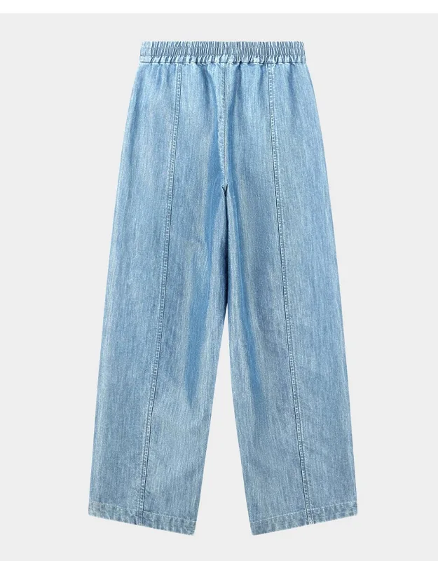 Wide-leg Denim Palazzo Trousers
