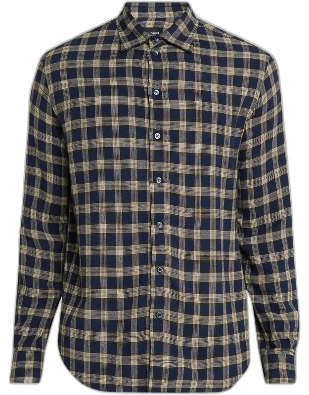 Plaid Wool-blend Button-down Shirt