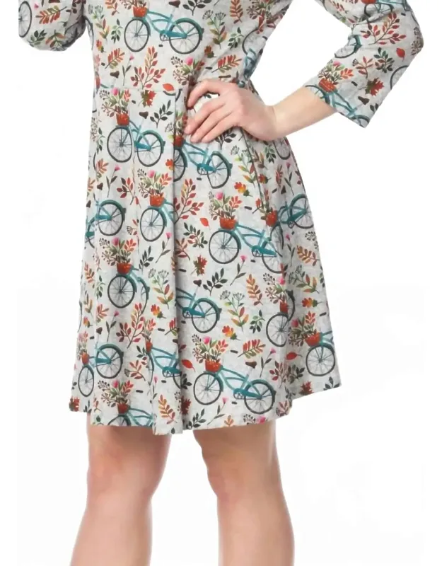 Bicycle Print Sweater Dress