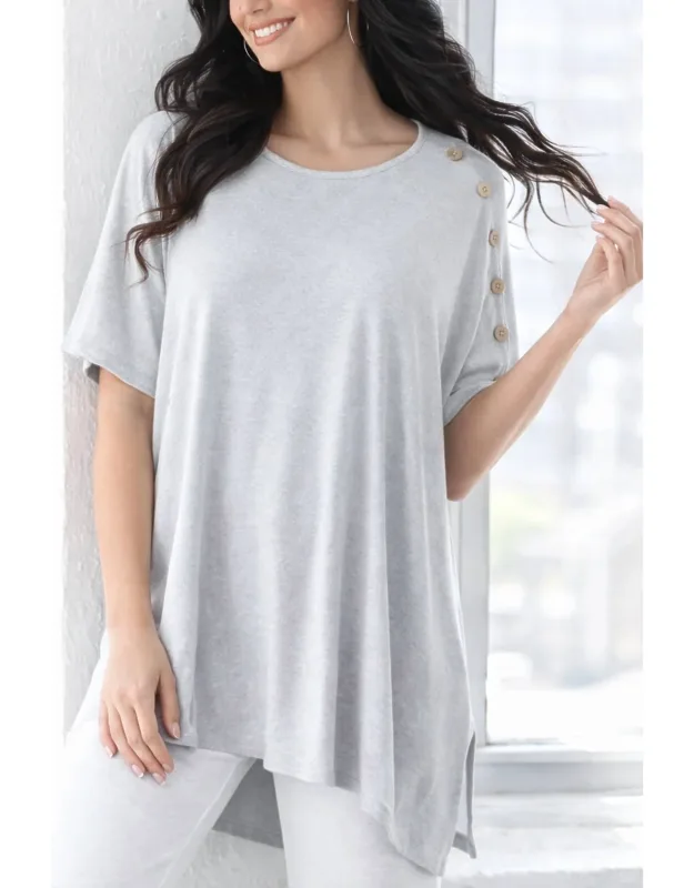Relaxed Button Detail Poncho