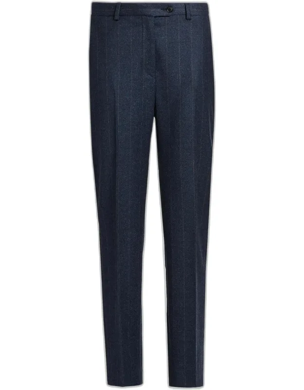 Pinstriped Stretch Wool Pants