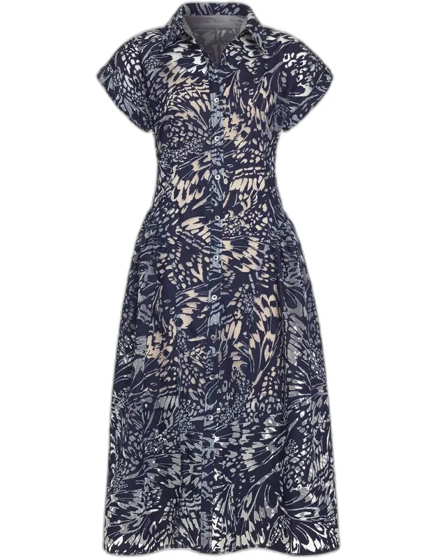 Butterfly Burnout Midi Shirtdress