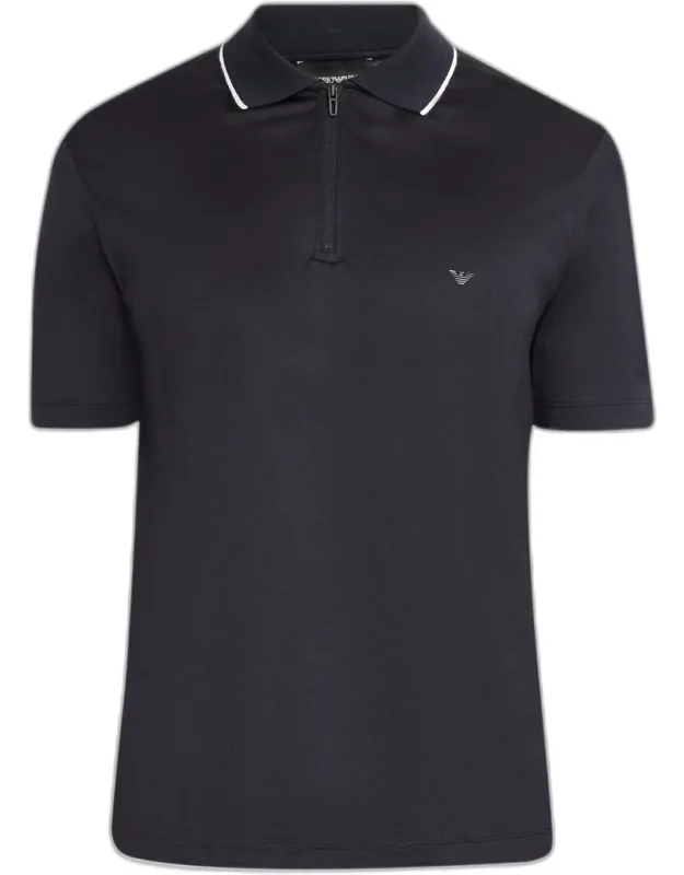 Lyocell-cotton Stretch Quarter-zip Polo Shirt