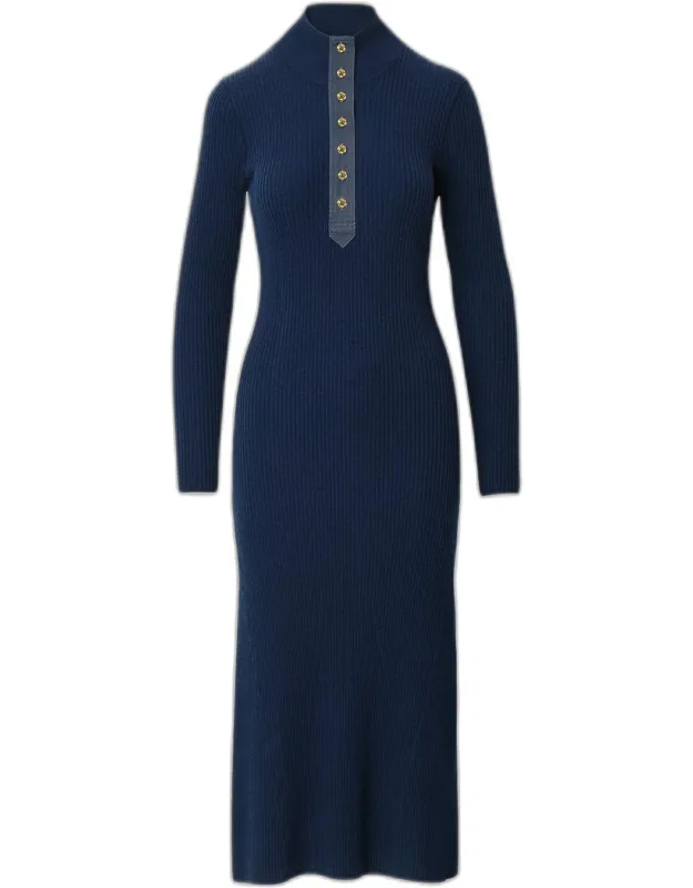 Knit Henley Midi Dress