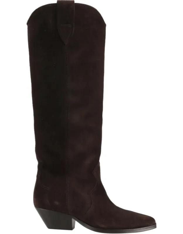 Pointed-toe Cuban Heel Suede Boots