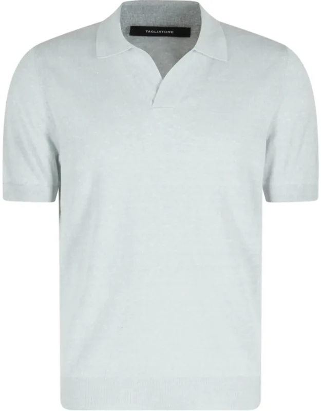 Ribbed Trim Linen-blend Polo Shirt