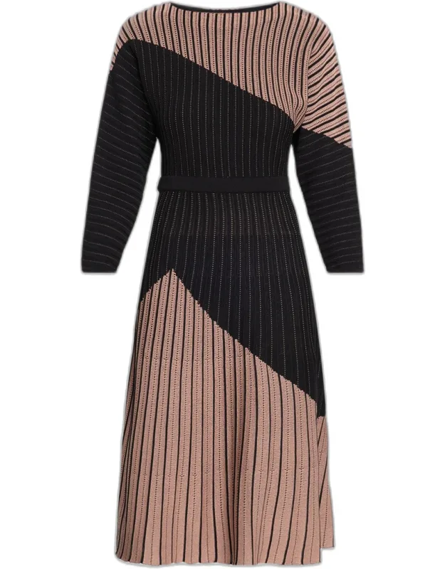 Fit & Flare Dolman-sleeve Knit Midi Dress