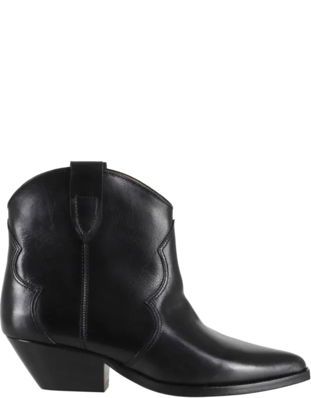 Dewina Pointed-toe Cuban Heel Leather Ankle Boots