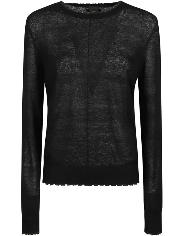 Lightweight Semi-sheer Round Neck Sweater