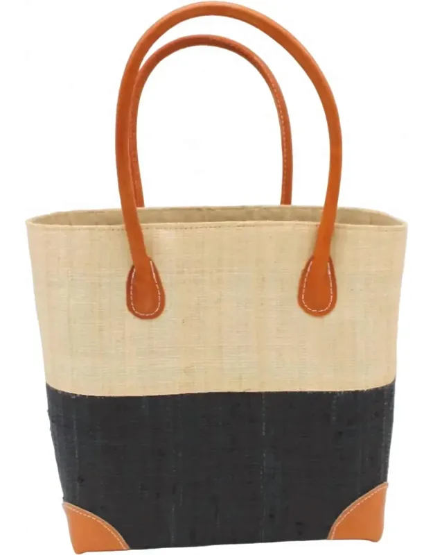 Trinidad Two Tone Raffia Straw Basket Bag