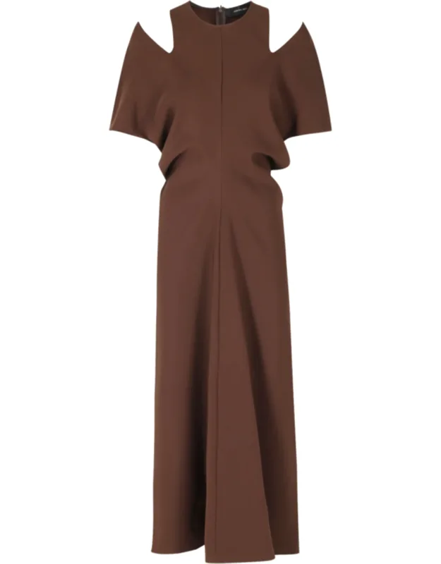 Cut-off Sleeves Crew Neck Midi Dress
