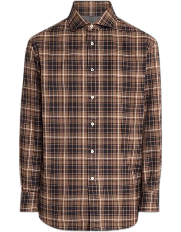 Cotton Madras Plaid Button-down Shirt