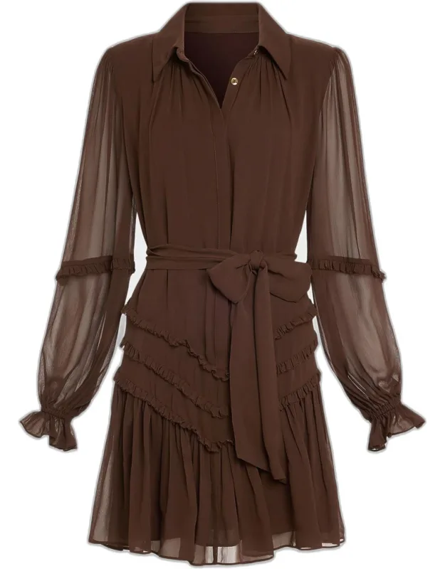 Ruffle-trim Silk Mini Dress