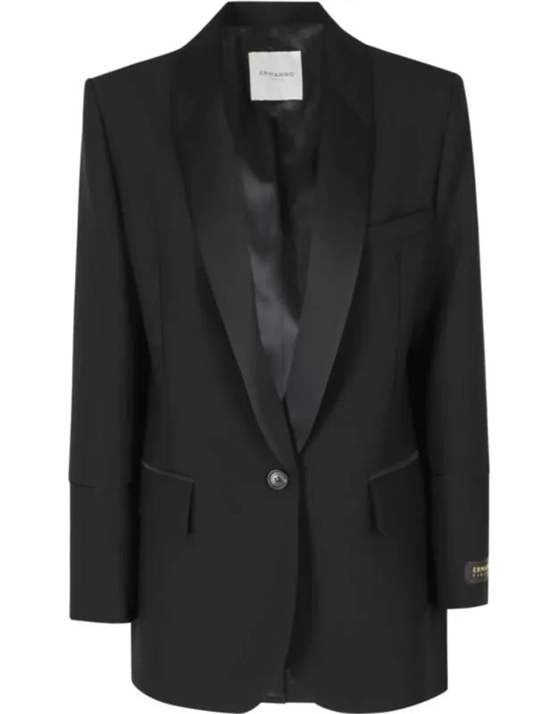 Single-breasted Padded Shoulders Blazer