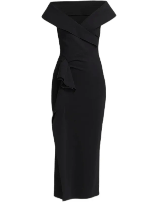 Portrait-neck Cocktail Dress