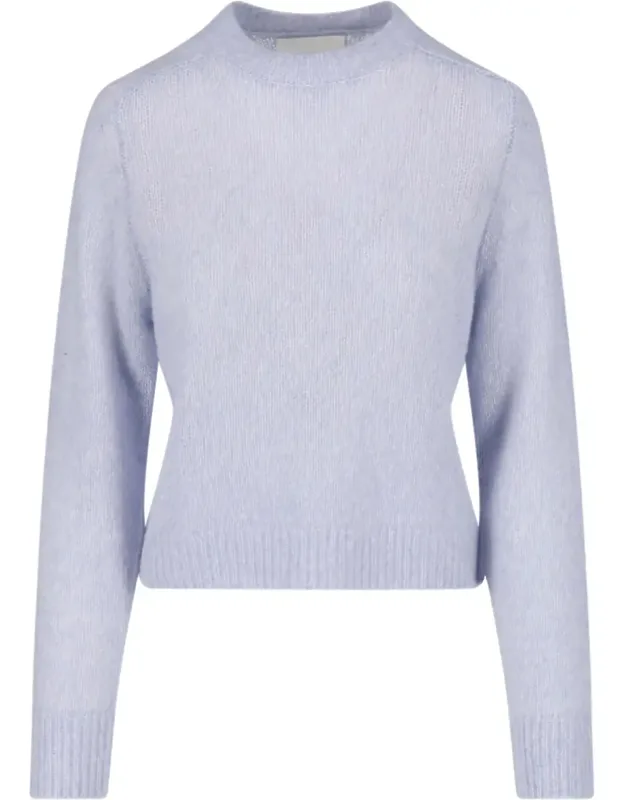 Cropped Crew Neck Knit Sweater