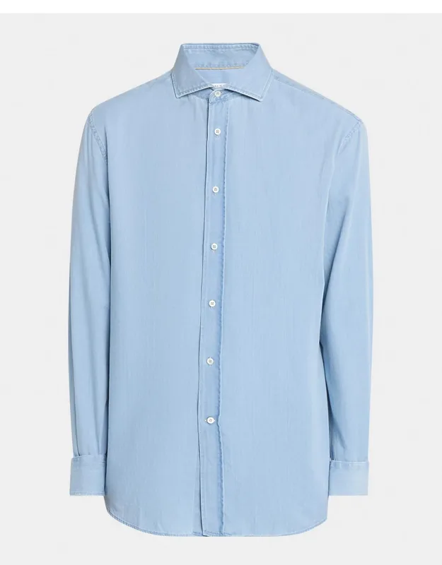 Cotton Denim Button-down Shirt