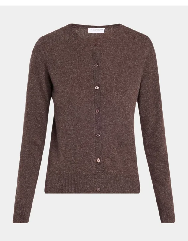 Cashmere Button-front Crewneck Cardigan