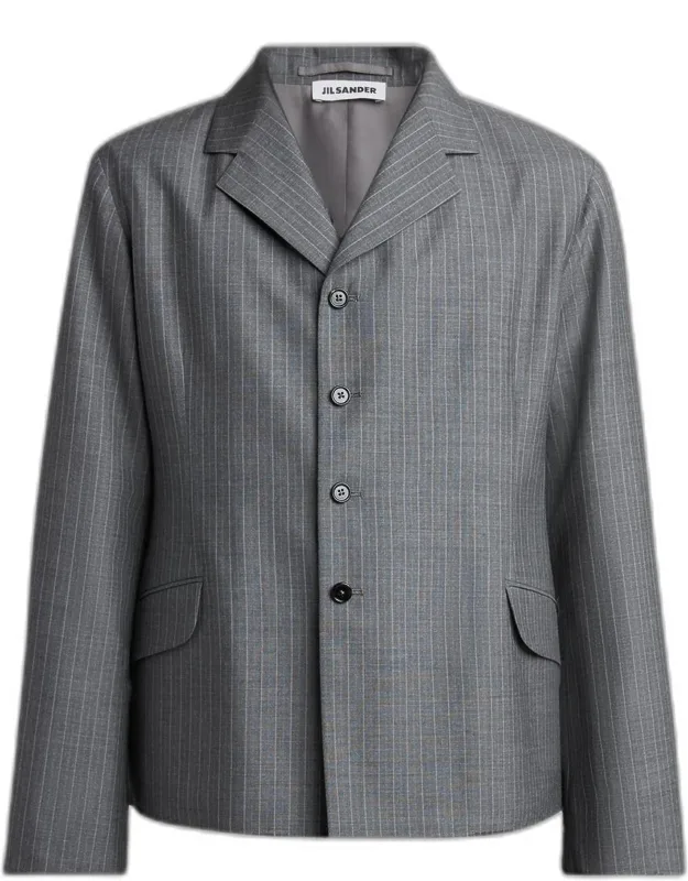 Raw-edge Wool Poplin Jacket