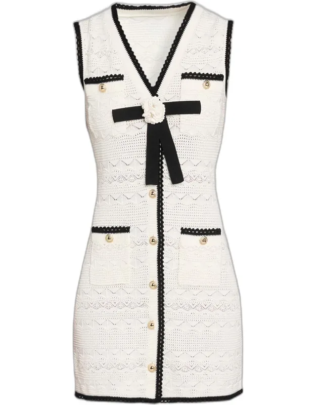 Pointelle-knit Mini Dress