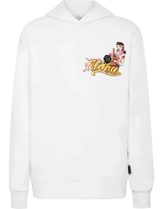 Hoodie Sweatshirt With Soft Cotton Fleece And Hawaii-themed Decor