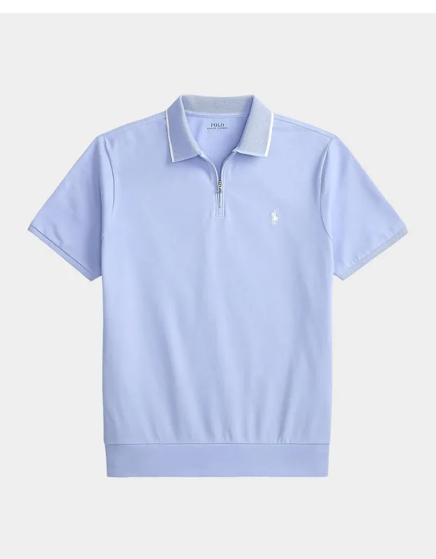 Logo Stretch-cotton Zip-front Polo Shirt