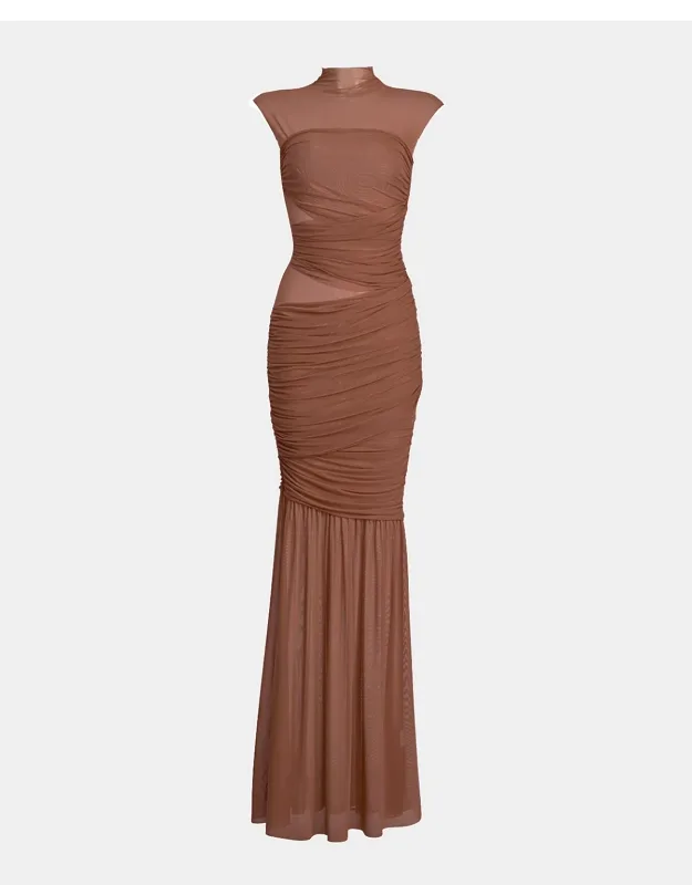 Mock-neck Mesh Dress
