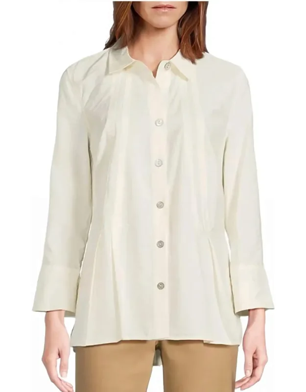 Cuffed 3/4 Sleeve Button Front Tucked Shirt