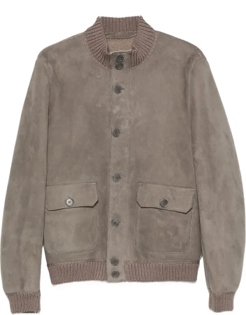 Suede Ribbed-trim Jacket