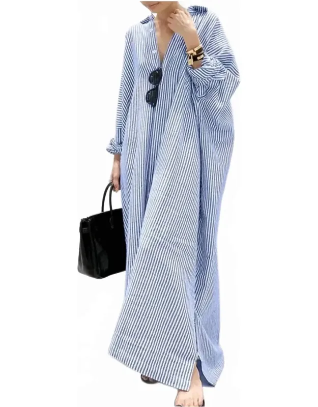 Stripe Shirt Maxi Dress