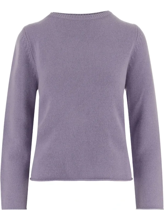 Patterned Knit Crewneck Cashmere Sweater
