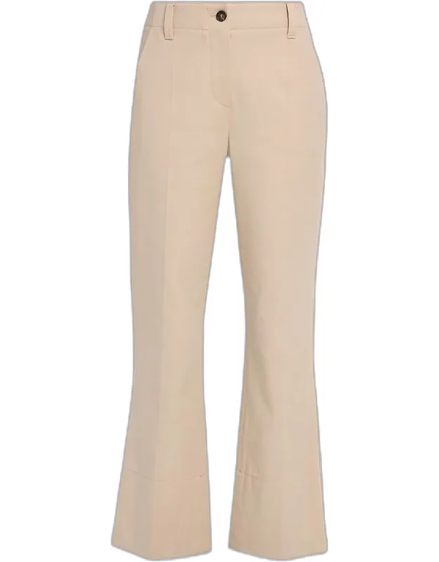Cotton Twill Kickflare Ankle Pants