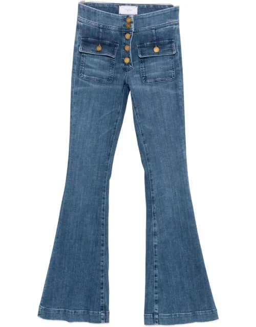 Button-fastening Flared-leg Jeans