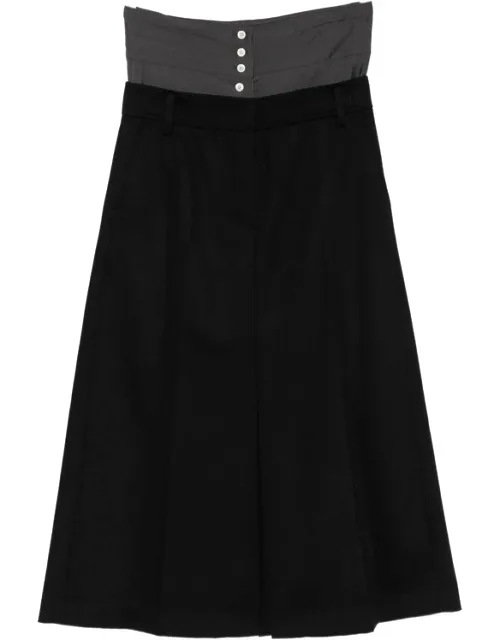 Pinstriped Layered-waist Midi Skirt