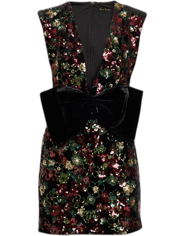 Floral Sequin Mini Dress