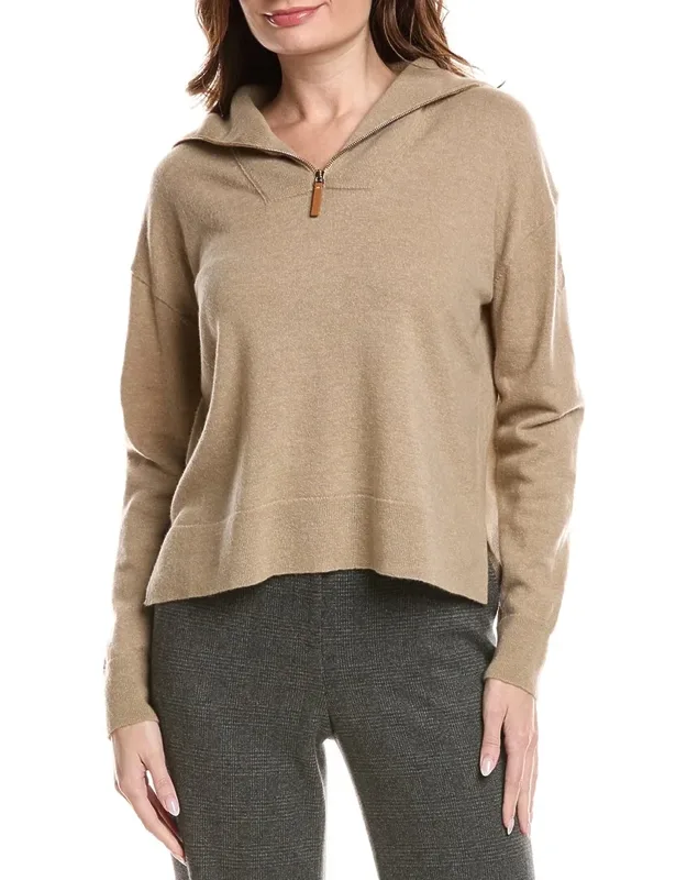 Half Zip Collared Wool & Cashmere-blend Sweater