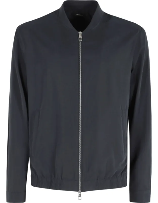 Microfiber Ribbed-collar Bomber Jacket