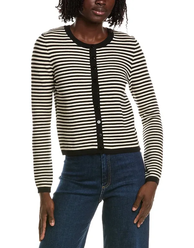 Crewneck Striped Cropped Cardigan