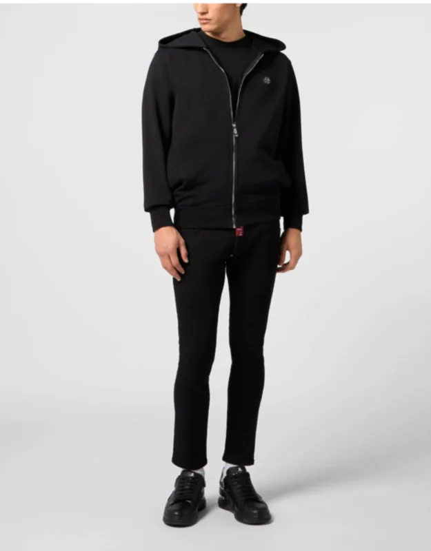 Zip Hoodie With Zip Fastening And Two Slit Pockets