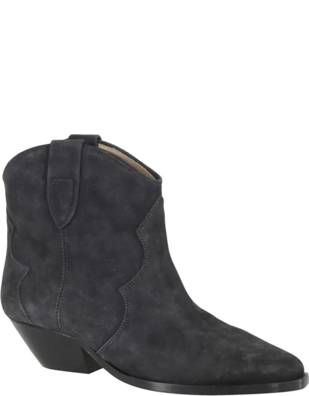 Dewina Pointed-toe Cuban Heel Suede Ankle Boots
