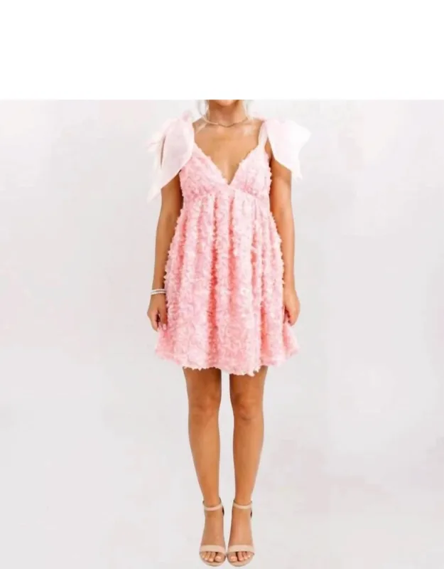 Tie Straps 3d Petal Babydoll Dress