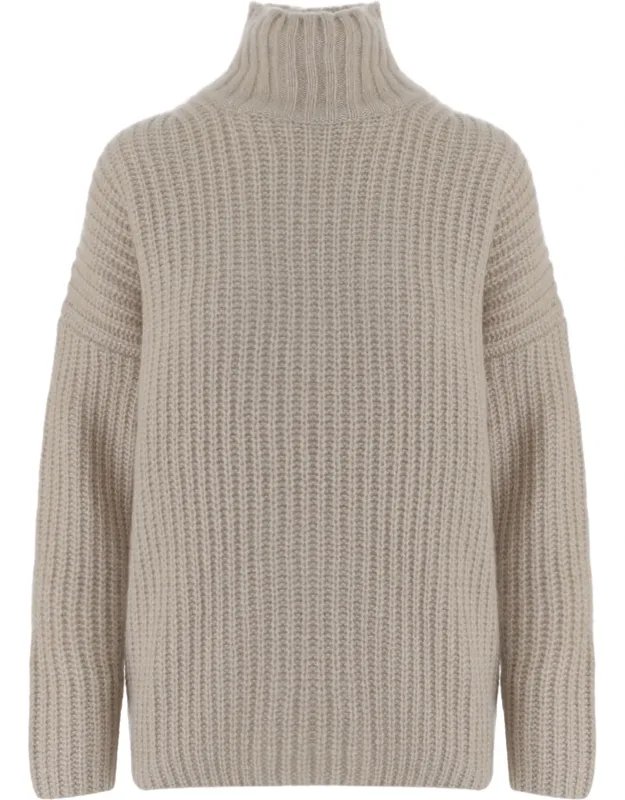 Patterned Knit Turtleneck Cashmere-silk Sweater