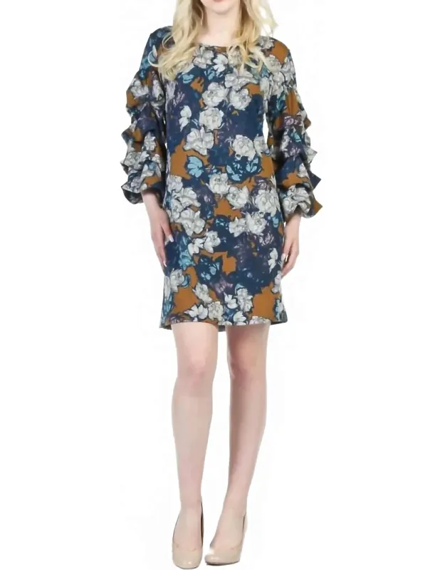 Ruffled Sleeve Floral Print Dress