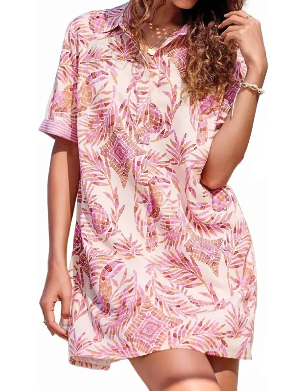 Half Sleeve Button Front Dress