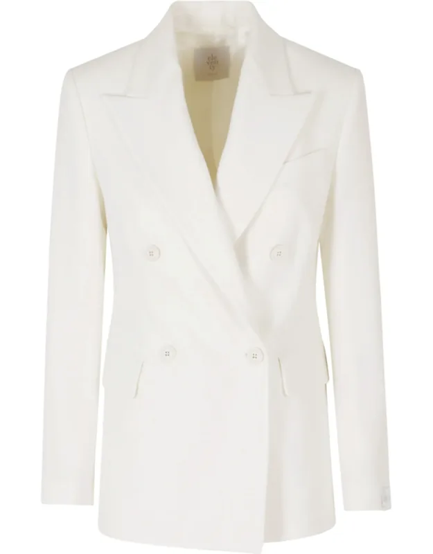Double-breasted Peak Lapel Wool-blend Blazer