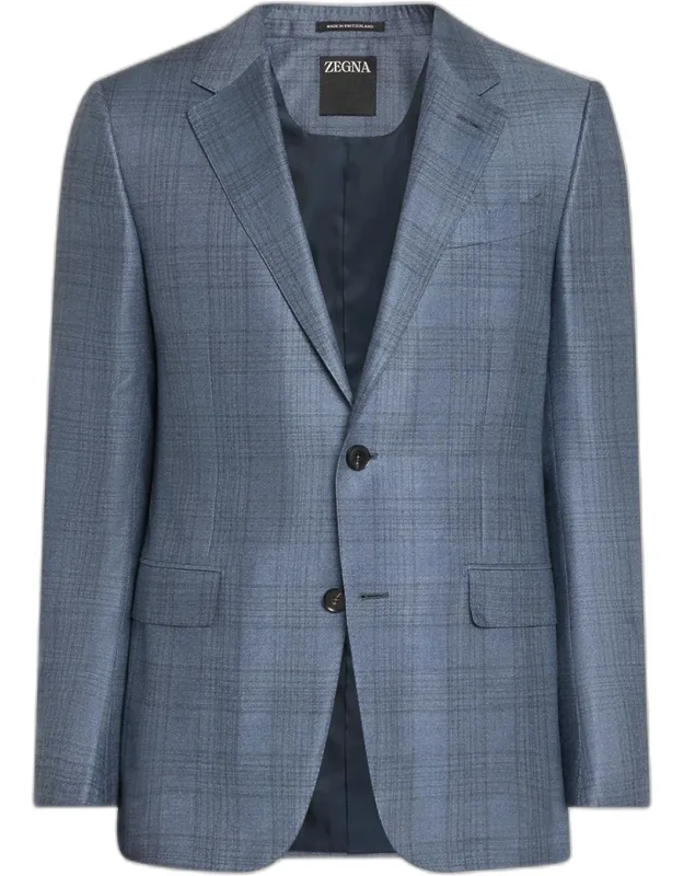 Cashmere And Silk Plaid Sport Coat