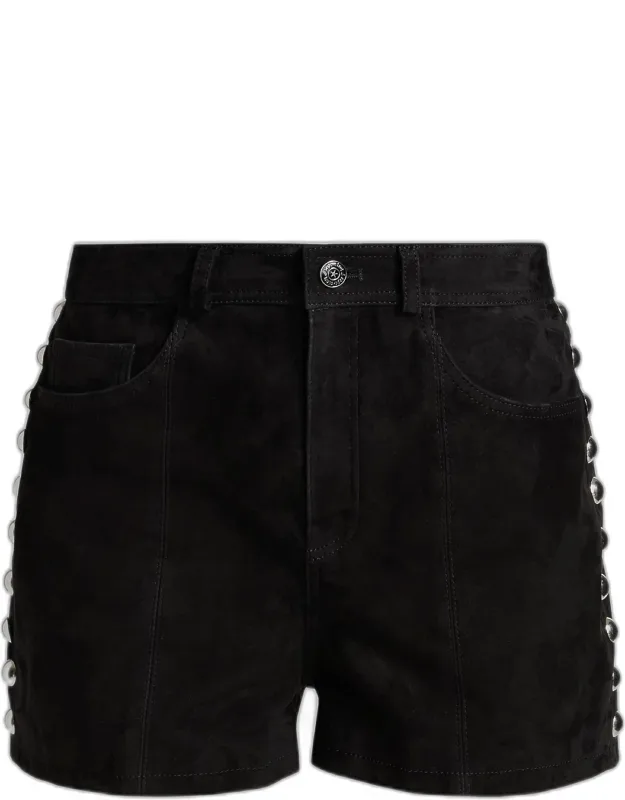 Studded Suede Mid-rise Shorts